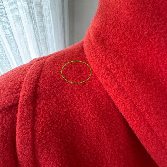 Vintage 80s coat, red, wool, nylon, cachemire, attached scarf, size 16/18 (L/XL) - Picture 15 of 16